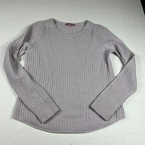Calypso St Barth Cashmere Sweater Gray Waffle Knit Long Sleeve Shimmer  SMALL